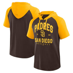 San Diego Padres Logo Athletic Prime Raglan Short Sleeve Hoodie T-Shirt - MLB
