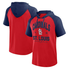 St. Louis Cardinals Logo Athletic Prime Raglan Short Sleeve Hoodie T-Shirt - MLB