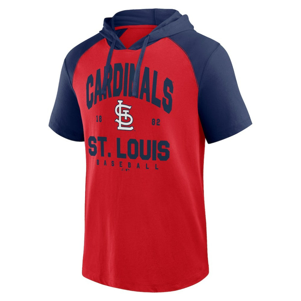 St. Louis Cardinals Logo Athletic Prime Raglan Short Sleeve Hoodie T-Shirt - MLB