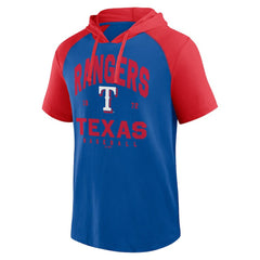 Texas Rangers Logo Athletic Prime Raglan Short Sleeve Hoodie T-Shirt - MLB