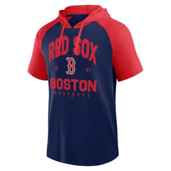 Boston Red Sox Logo Athletic Prime Raglan Short Sleeve Hoodie T-Shirt - MLB