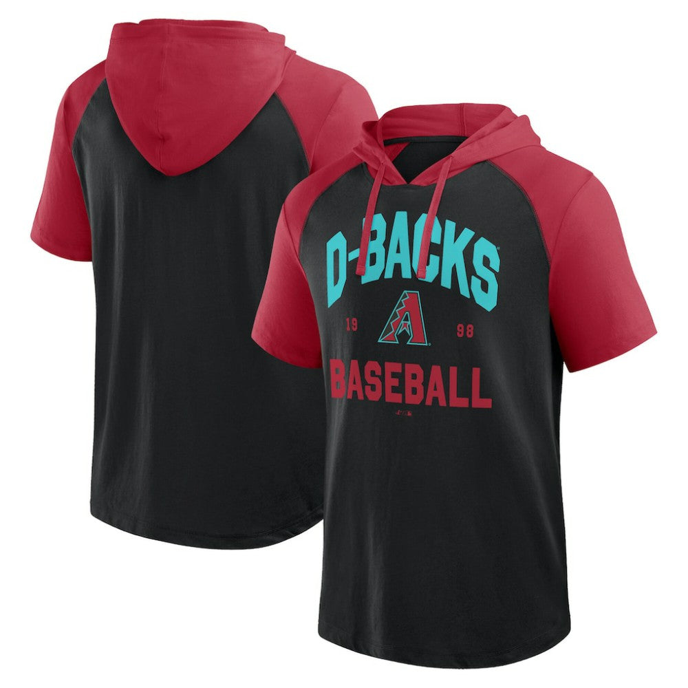 Arizona Diamondbacks Logo Athletic Prime Raglan Short Sleeve Hoodie T-Shirt - MLB