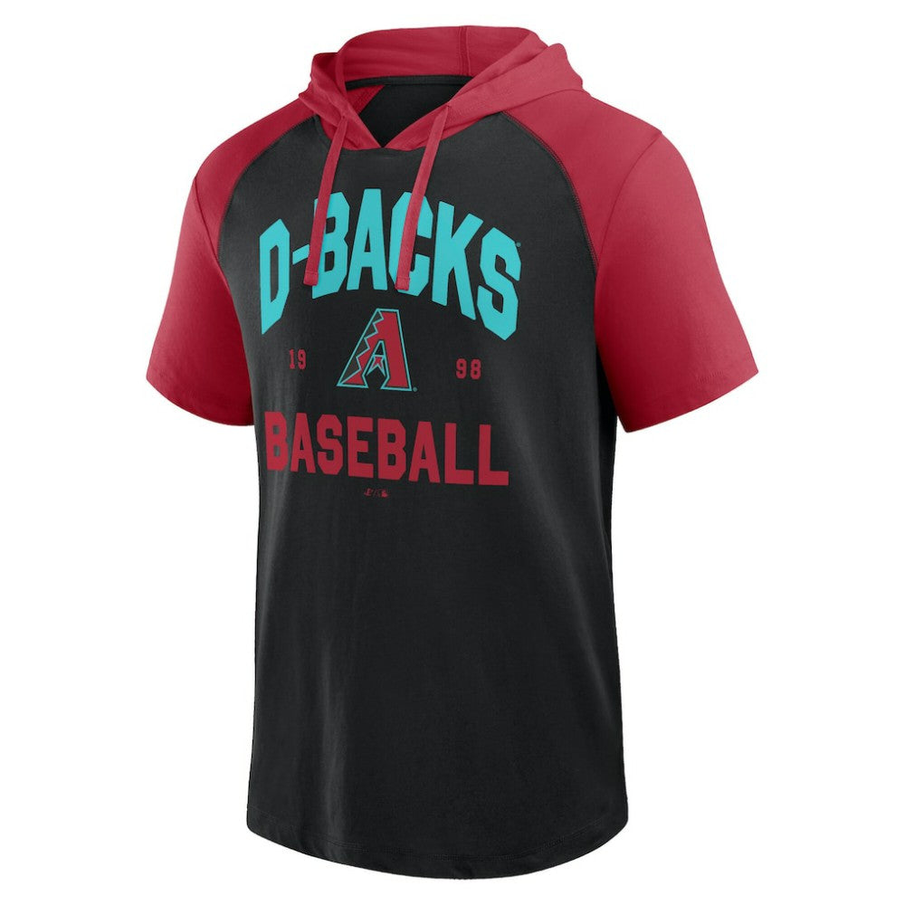 Arizona Diamondbacks Logo Athletic Prime Raglan Short Sleeve Hoodie T-Shirt - MLB