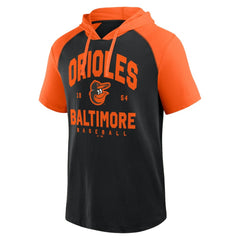 Baltimore Orioles Logo Athletic Prime Raglan Short Sleeve Hoodie T-Shirt - MLB