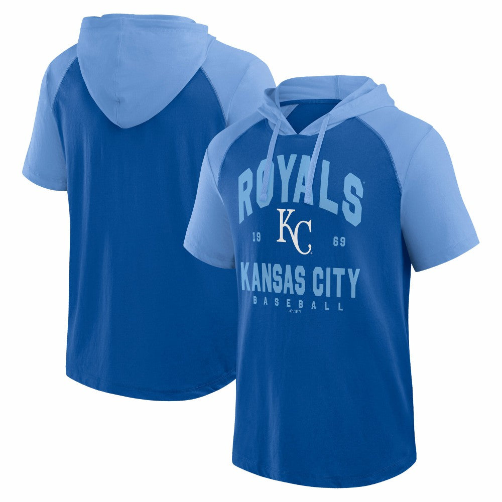 Kansas City Royals Logo Athletic Prime Raglan Short Sleeve Hoodie T-Shirt - MLB