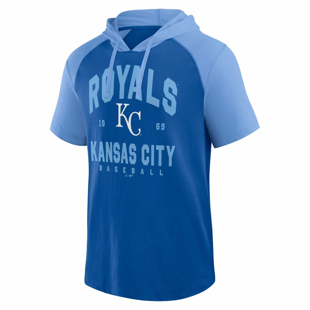Kansas City Royals Logo Athletic Prime Raglan Short Sleeve Hoodie T-Shirt - MLB