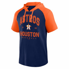 Houston Astros Logo Athletic Prime Raglan Short Sleeve Hoodie T-Shirt - MLB