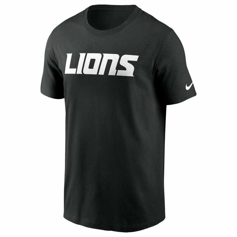 Detroit Lions Primetime Wordmark Essential T-Shirt Black | Nike for Sale