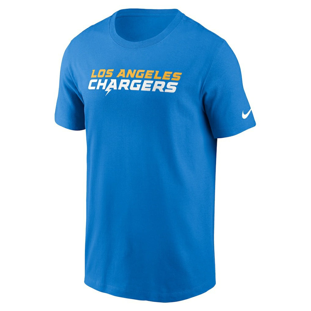 Los Angeles Chargers Primetime Wordmark Essential T-Shirt Powder Blue | Nike for Sale