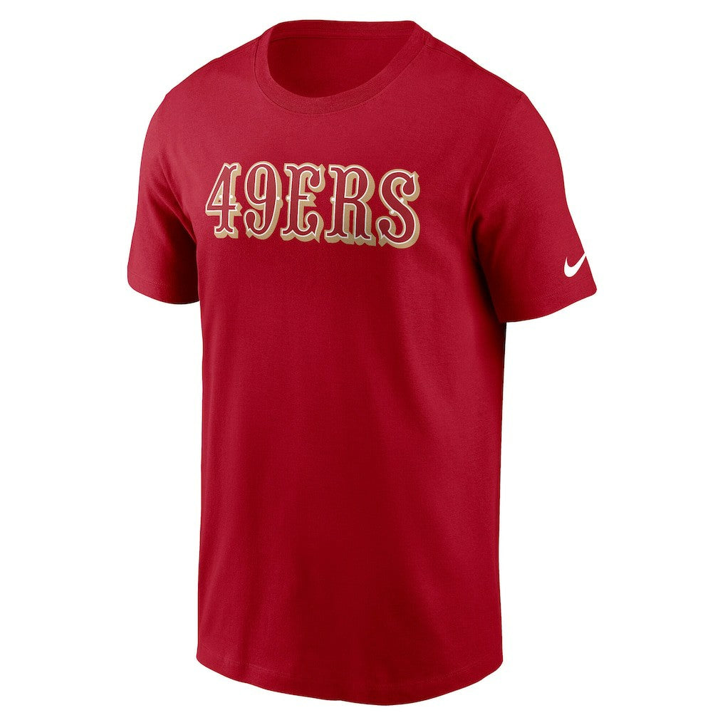 San Francisco 49ers Primetime Wordmark Essential T-Shirt Scarlet | Nike for Sale