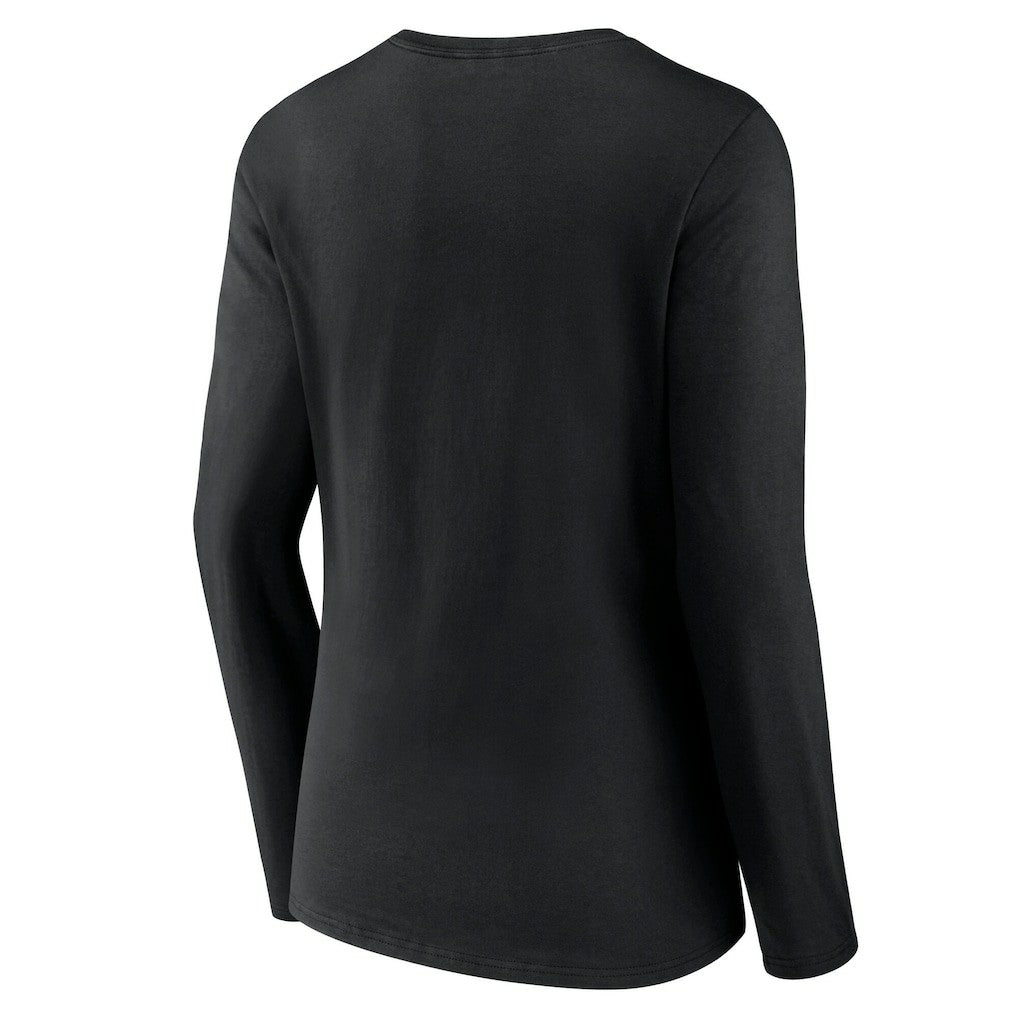 Jacksonville Jaguars Women's Classic Logo Long Sleeve V-Neck T-Shirt Black | NFL