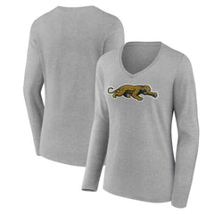 Jacksonville Jaguars Women's Classic Logo Long Sleeve V-Neck T-Shirt Gray | NFL