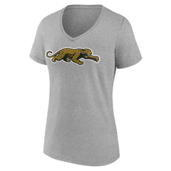 Jacksonville Jaguars Women's Classic Logo V-Neck T-Shirt Gray | NFL