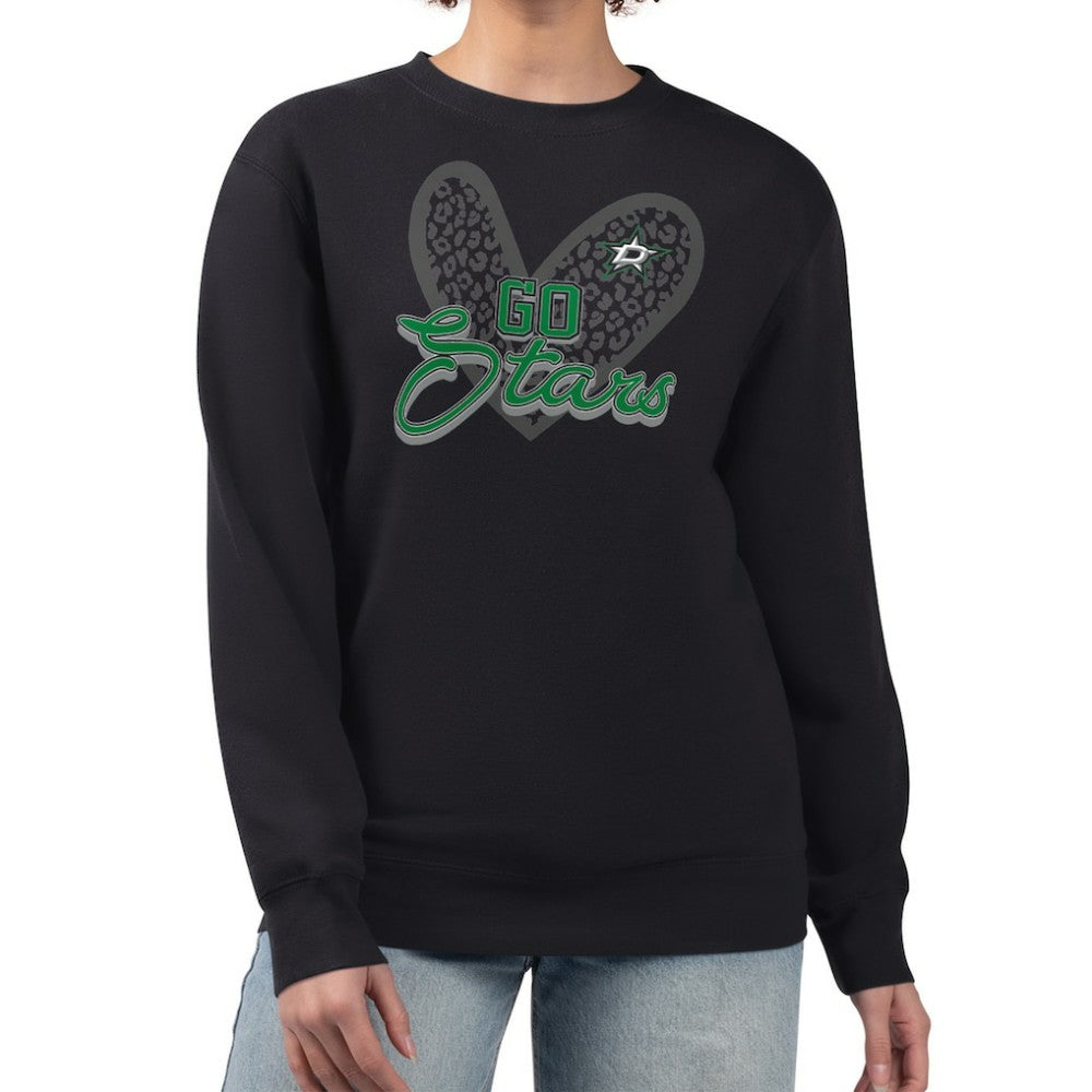 Dallas Stars G-III 4Her by Carl Banks Women's Animal Print Heart Fleece Pullover Sweatshirt - Black - NHL