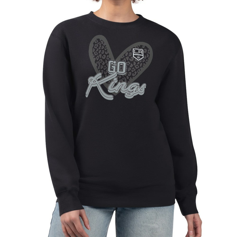 Los Angeles Kings G-III 4Her by Carl Banks Women's Animal Print Heart Fleece Pullover Sweatshirt - Black - NHL