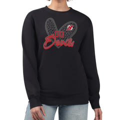 New Jersey Devils G-III 4Her by Carl Banks Women's Animal Print Heart Fleece Pullover Sweatshirt - Black - NHL