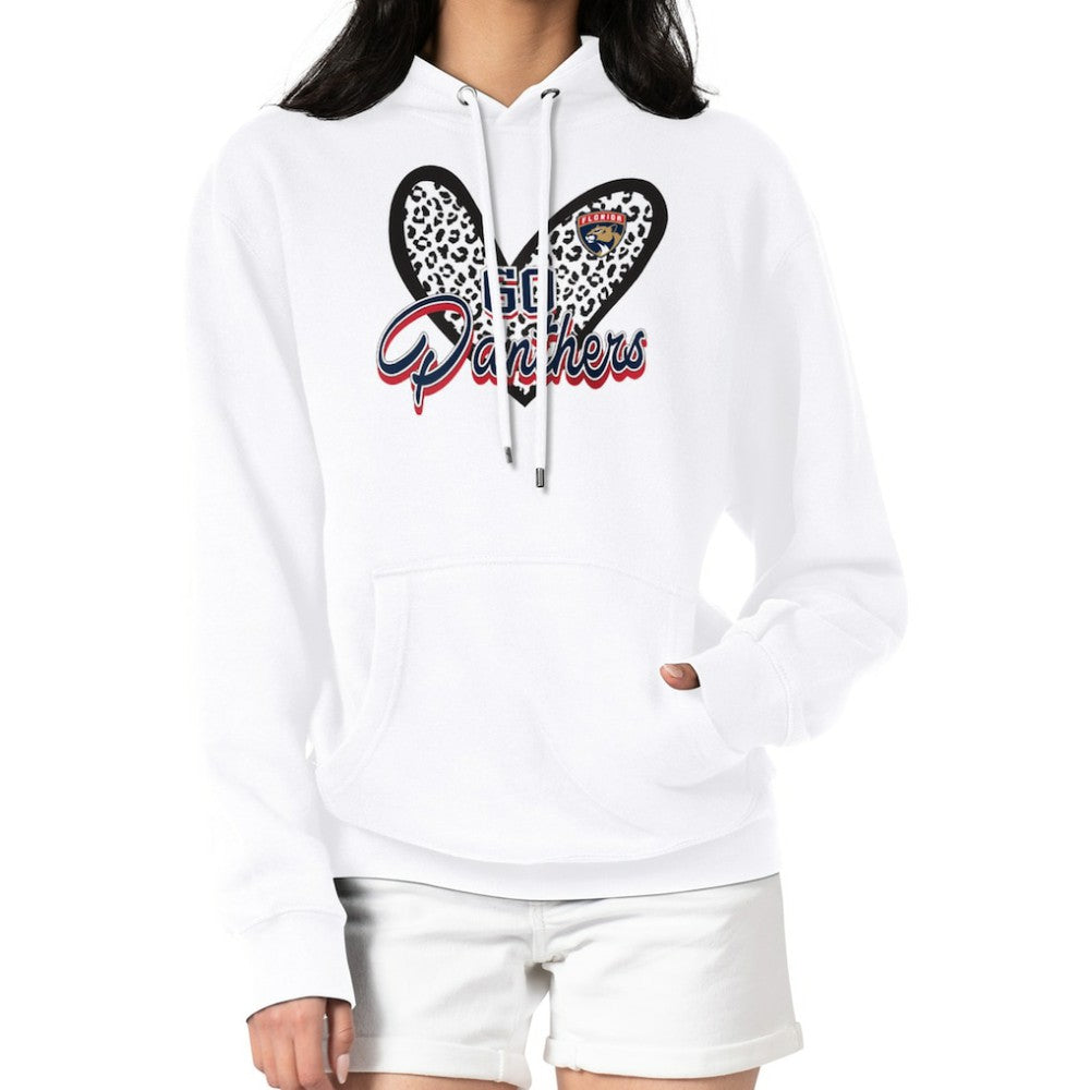 Florida Panthers G-III 4Her by Carl Banks Women's Animal Print Heart Fleece Pullover Hoodie - White - NHL