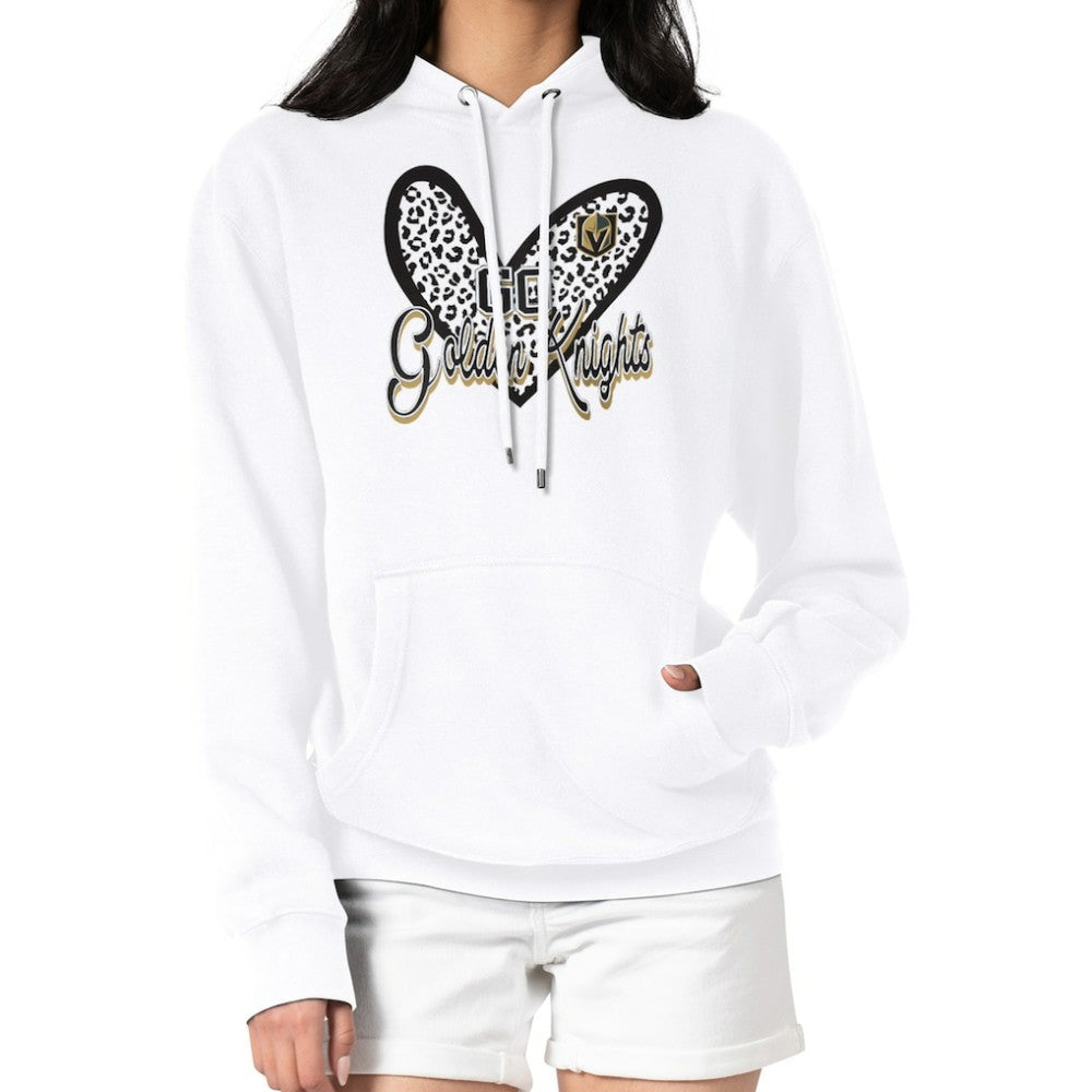 Vegas Golden Knights G-III 4Her by Carl Banks Women's Animal Print Heart Fleece Pullover Hoodie - White - NHL