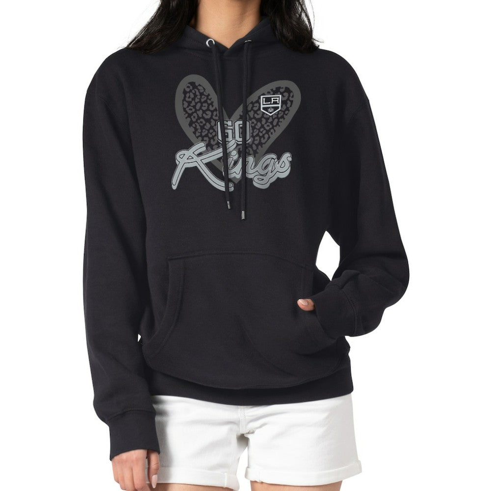 Los Angeles Kings G-III 4Her by Carl Banks Women's Animal Print Heart Fleece Pullover Hoodie - Black - NHL