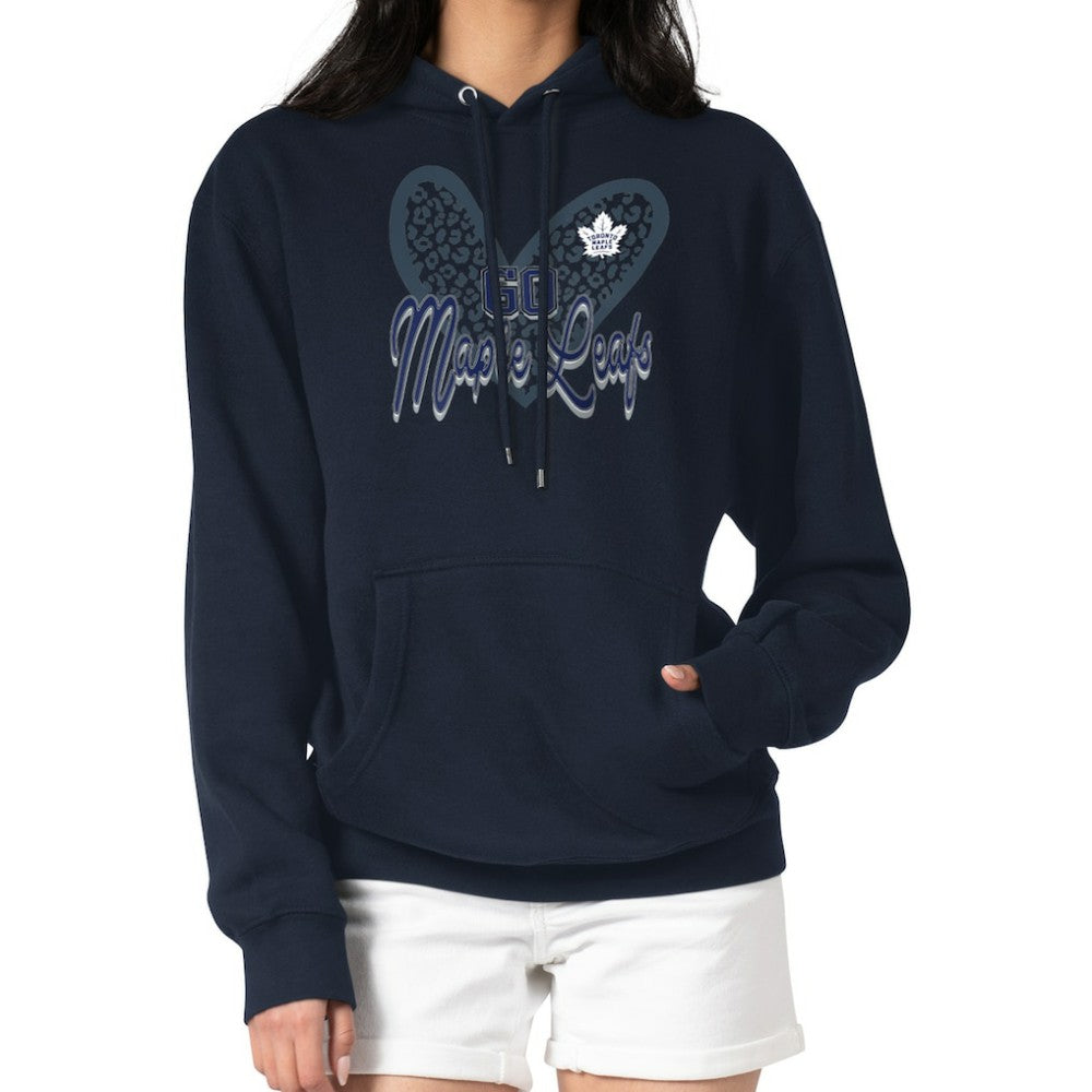 Toronto Maple Leafs G-III 4Her by Carl Banks Women's Animal Print Heart Fleece Pullover Hoodie - Navy - NHL