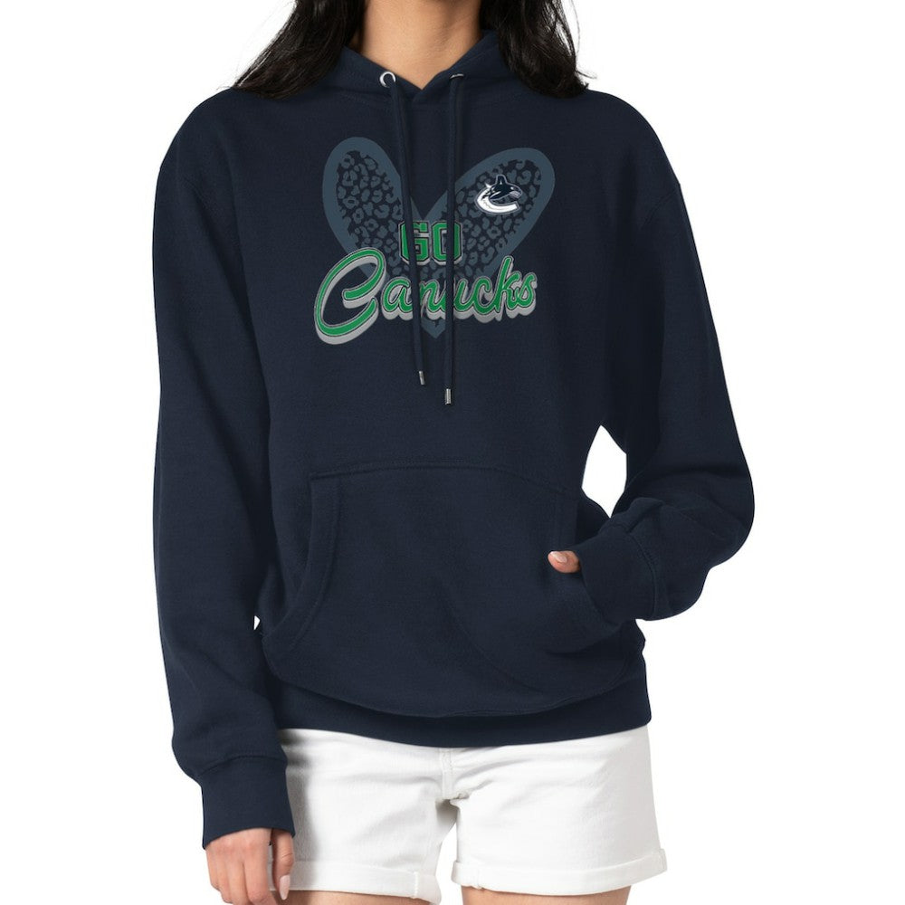 Vancouver Canucks G-III 4Her by Carl Banks Women's Animal Print Heart Fleece Pullover Hoodie - Navy - NHL