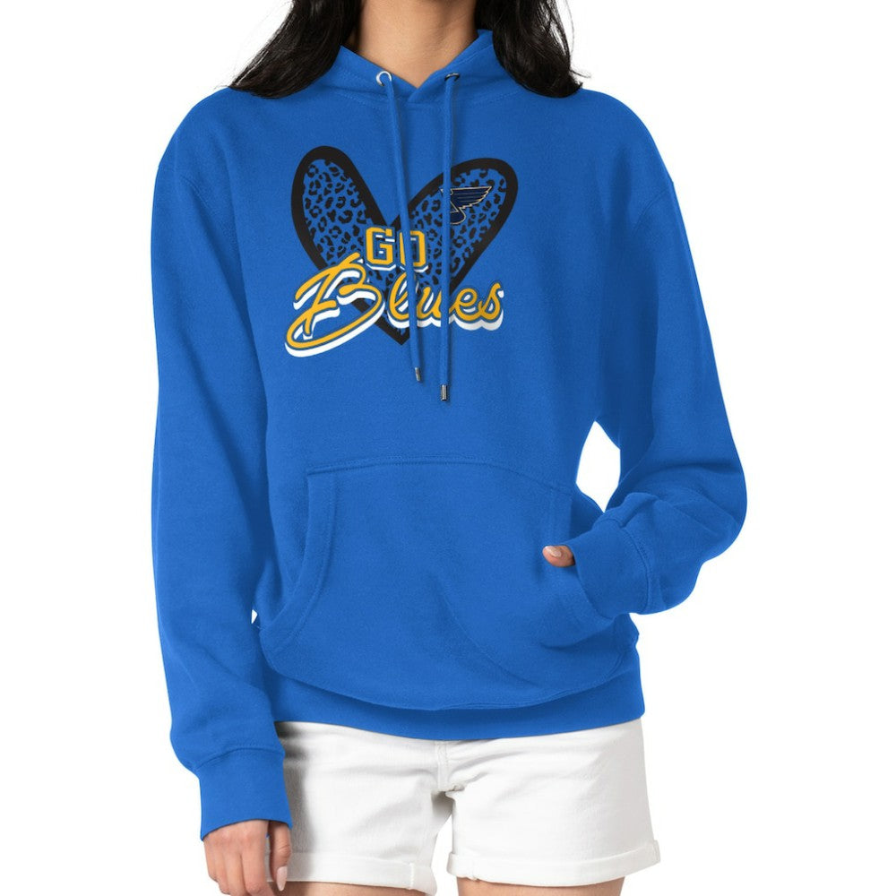 St. Louis Blues G-III 4Her by Carl Banks Women's Animal Print Heart Fleece Pullover Hoodie - Blue - NHL