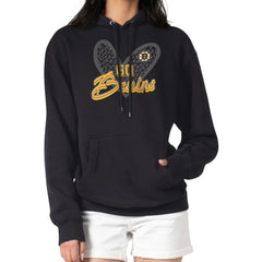 Boston Bruins G-III 4Her by Carl Banks Women's Animal Print Heart Fleece Pullover Hoodie - Black - NHL