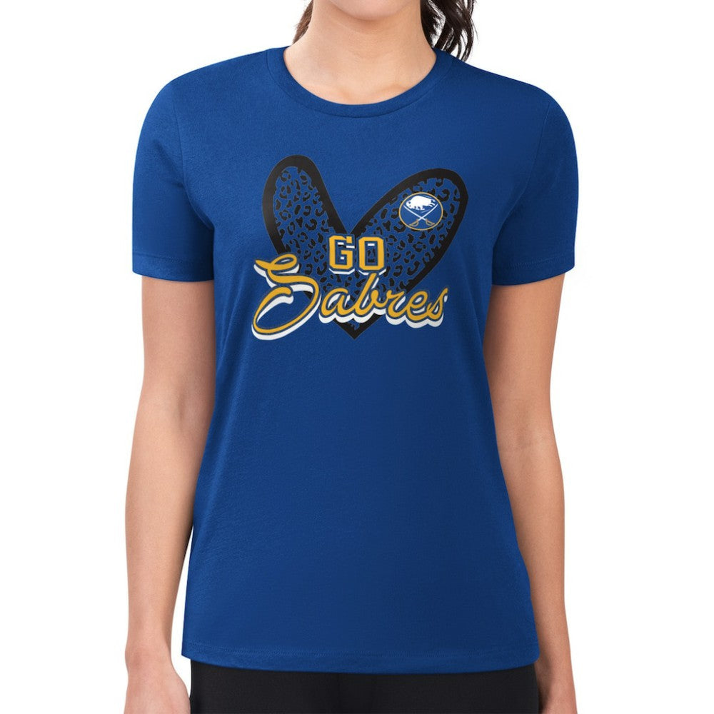 Buffalo Sabres G-III 4Her by Carl Banks Women's Super-Slim Fit Lightweight Animal Print Heart T-Shirt - Royal - NHL