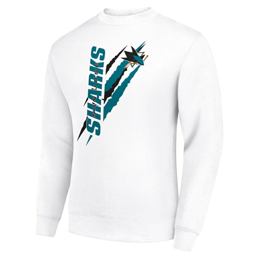 San Jose Sharks Starter Color Scratch Pullover Sweatshirt - White - NHL