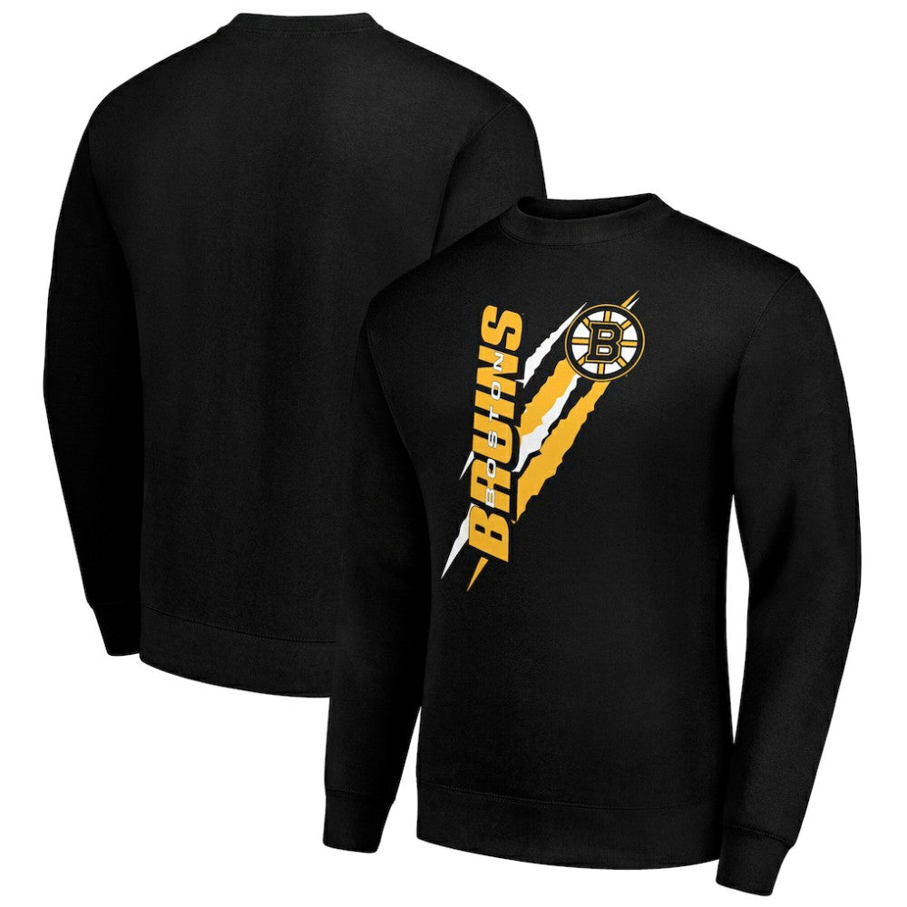 Boston Bruins Starter Color Scratch Pullover Sweatshirt - Black - NHL