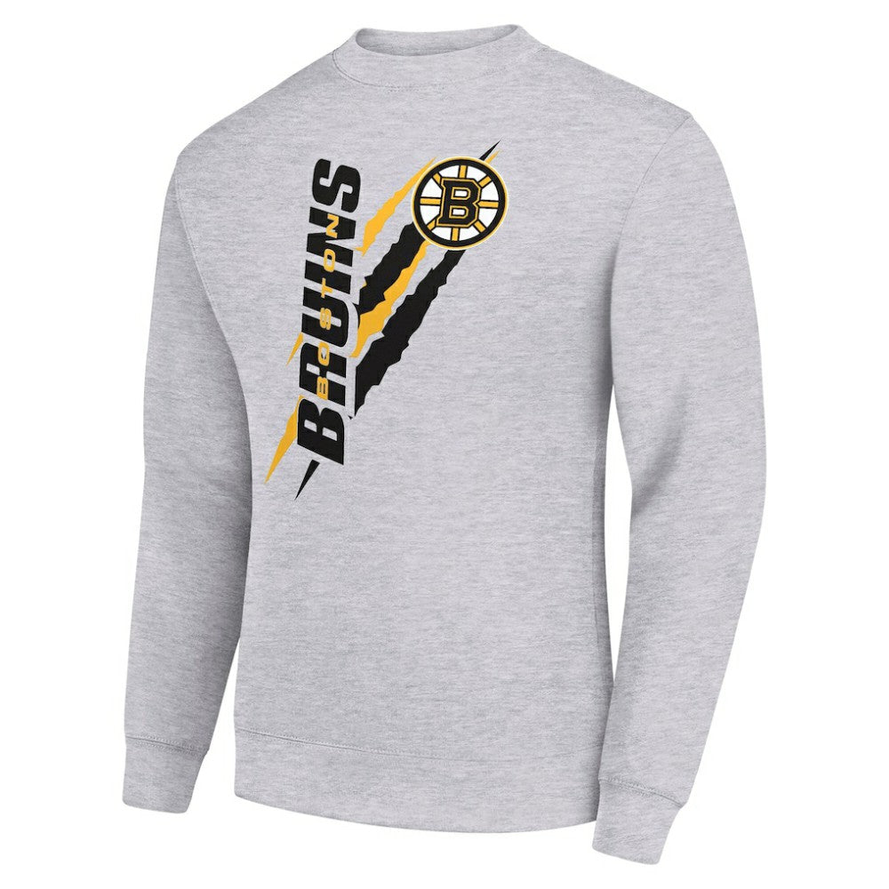 Boston Bruins Starter Color Scratch Pullover Sweatshirt - Heather Gray - NHL