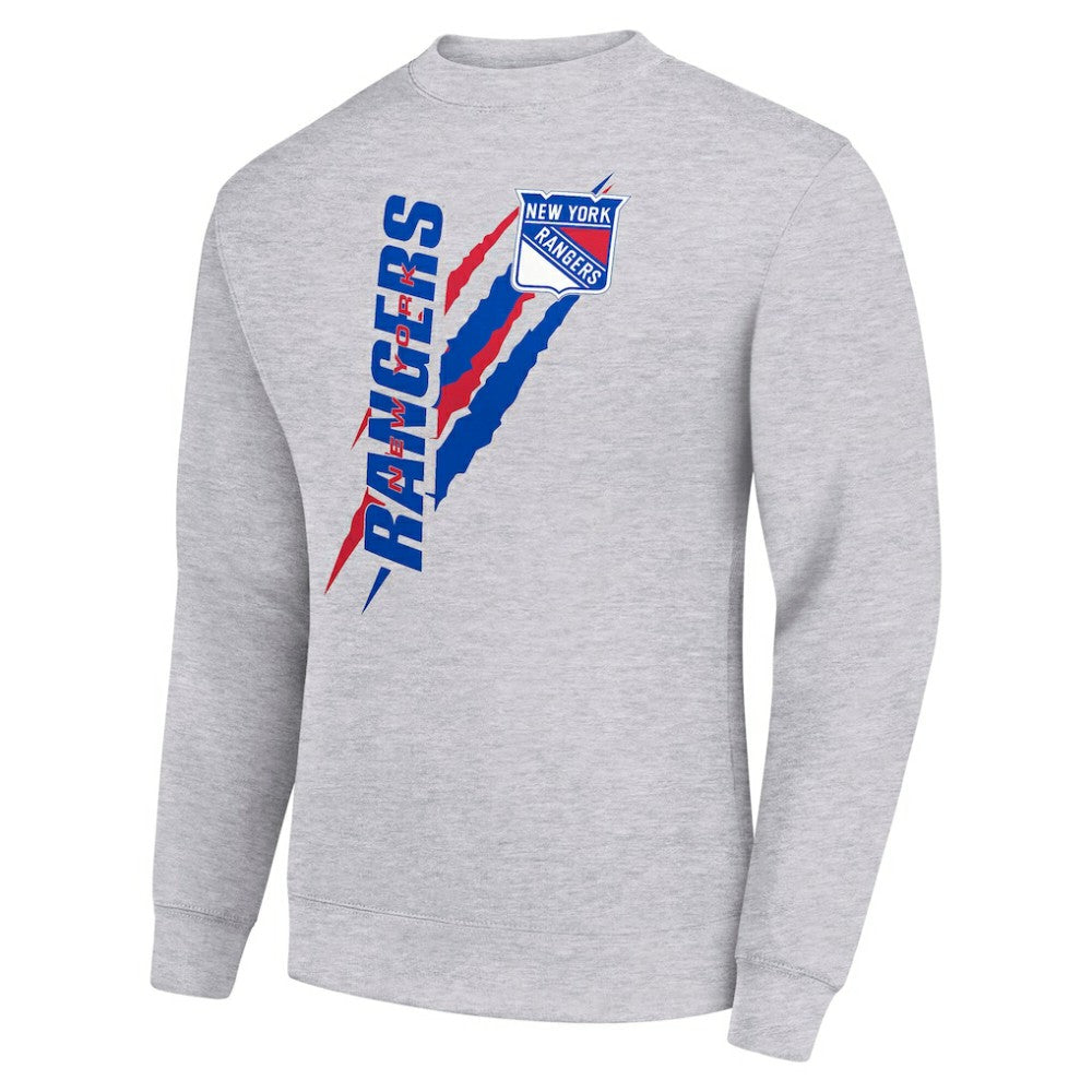 New York Rangers Starter Color Scratch Pullover Sweatshirt - Heather Gray - NHL