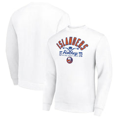 New York Islanders Starter Stick And Puck Logo Fleece Pullover Sweatshirt - White - NHL