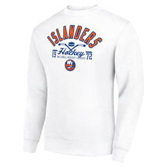 New York Islanders Starter Stick And Puck Logo Fleece Pullover Sweatshirt - White - NHL