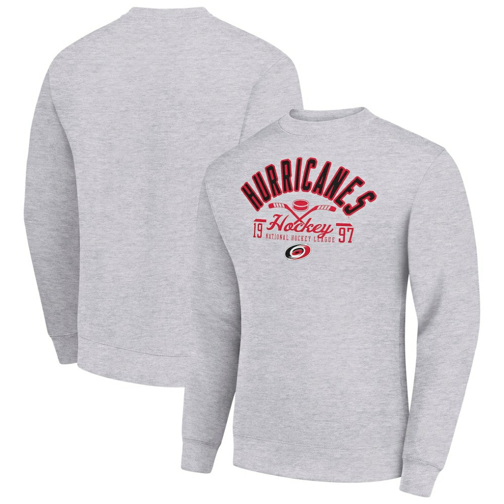 Carolina Hurricanes Starter Stick And Puck Logo Fleece Pullover Sweatshirt - Heather Gray - NHL