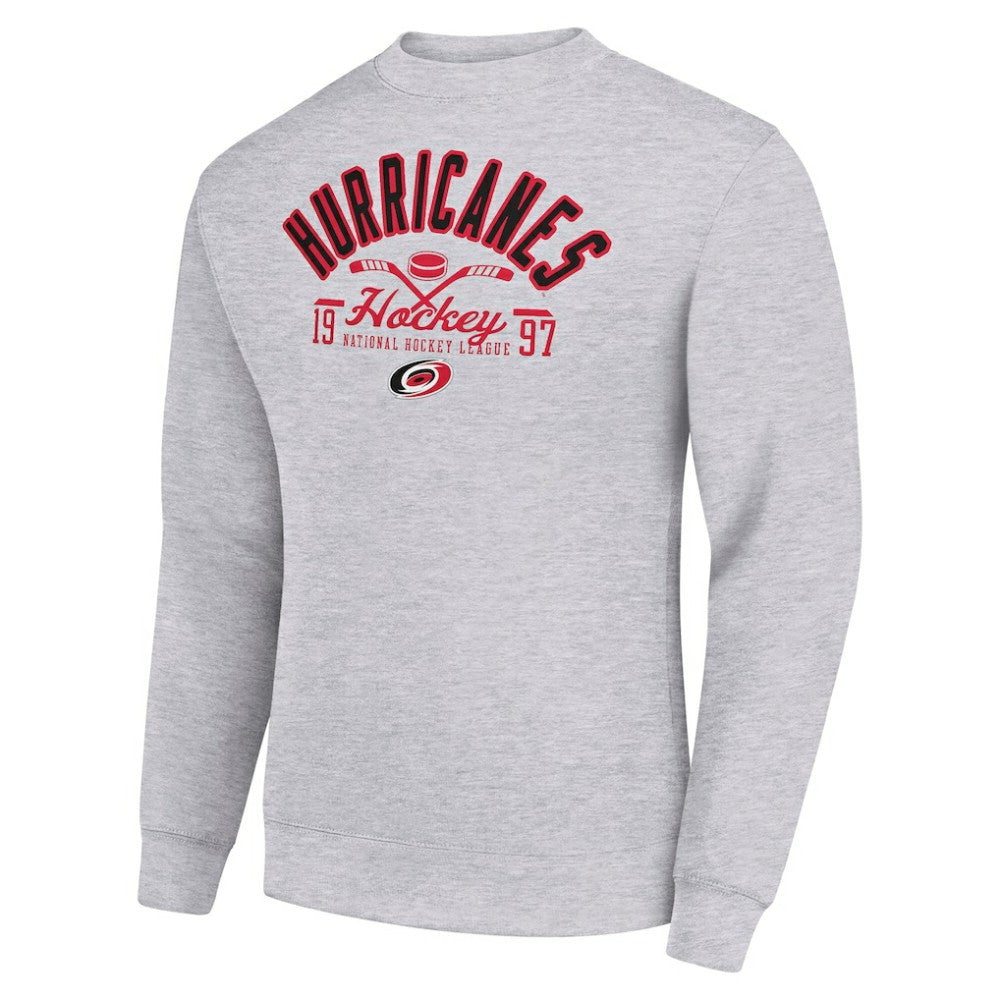 Carolina Hurricanes Starter Stick And Puck Logo Fleece Pullover Sweatshirt - Heather Gray - NHL