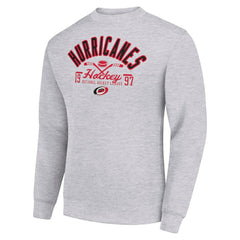 Carolina Hurricanes Starter Stick And Puck Logo Fleece Pullover Sweatshirt - Heather Gray - NHL