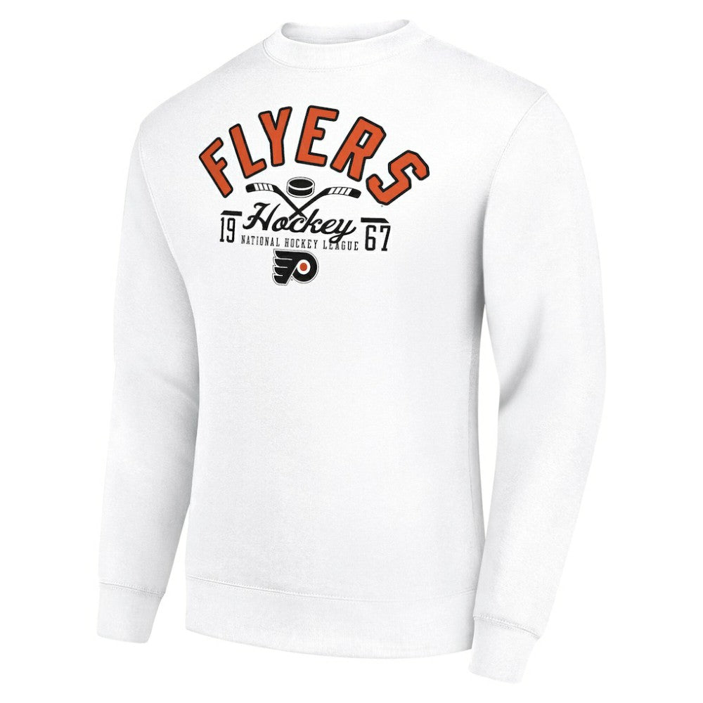 Philadelphia Flyers Starter Stick And Puck Logo Fleece Pullover Sweatshirt - White - NHL