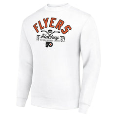Philadelphia Flyers Starter Stick And Puck Logo Fleece Pullover Sweatshirt - White - NHL