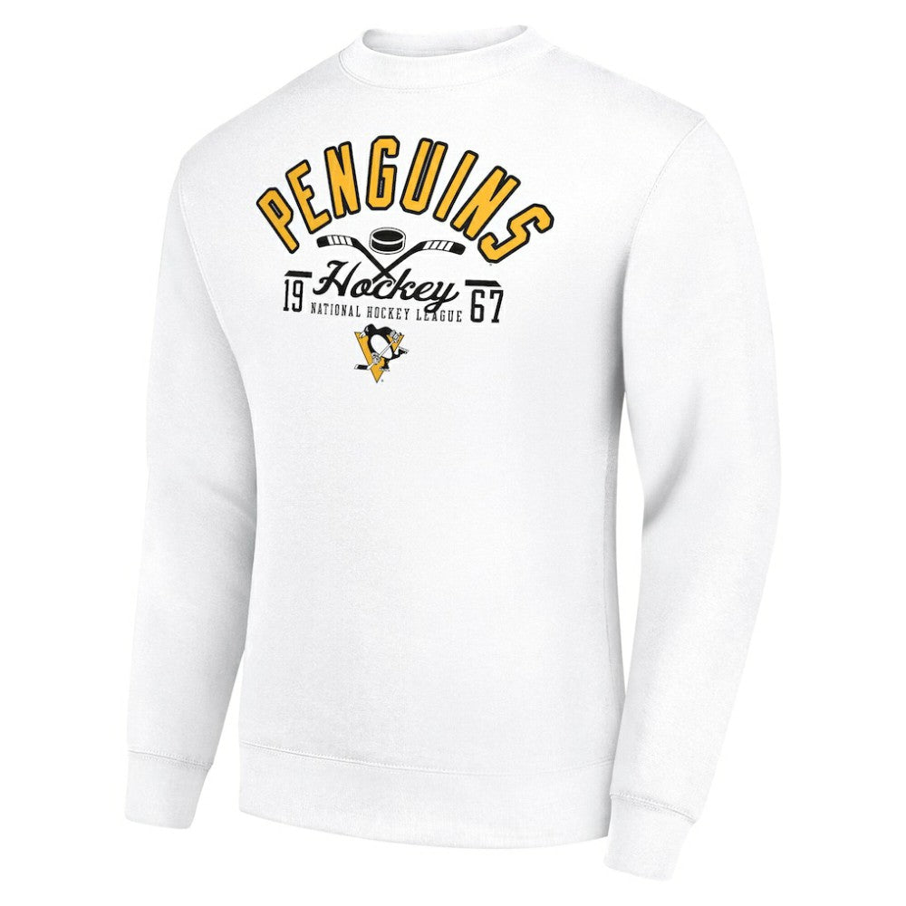 Pittsburgh Penguins Starter Stick And Puck Logo Fleece Pullover Sweatshirt - White - NHL