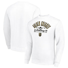 Vegas Golden Knights Starter Stick And Puck Logo Fleece Pullover Sweatshirt - White - NHL