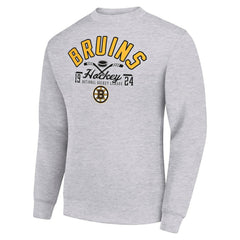 Boston Bruins Starter Stick And Puck Logo Fleece Pullover Sweatshirt - Heather Gray - NHL