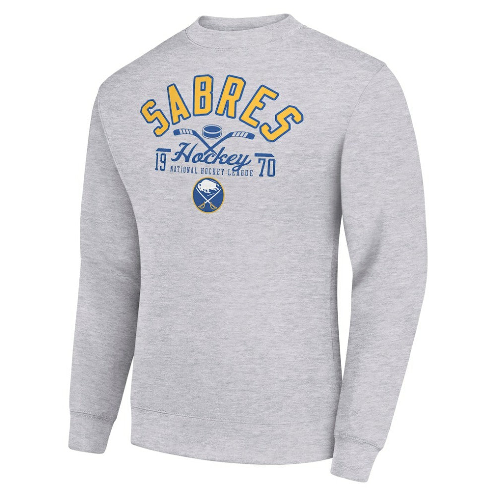 Buffalo Sabres Starter Stick And Puck Logo Fleece Pullover Sweatshirt - Heather Gray - NHL