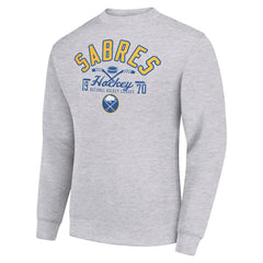 Buffalo Sabres Starter Stick And Puck Logo Fleece Pullover Sweatshirt - Heather Gray - NHL