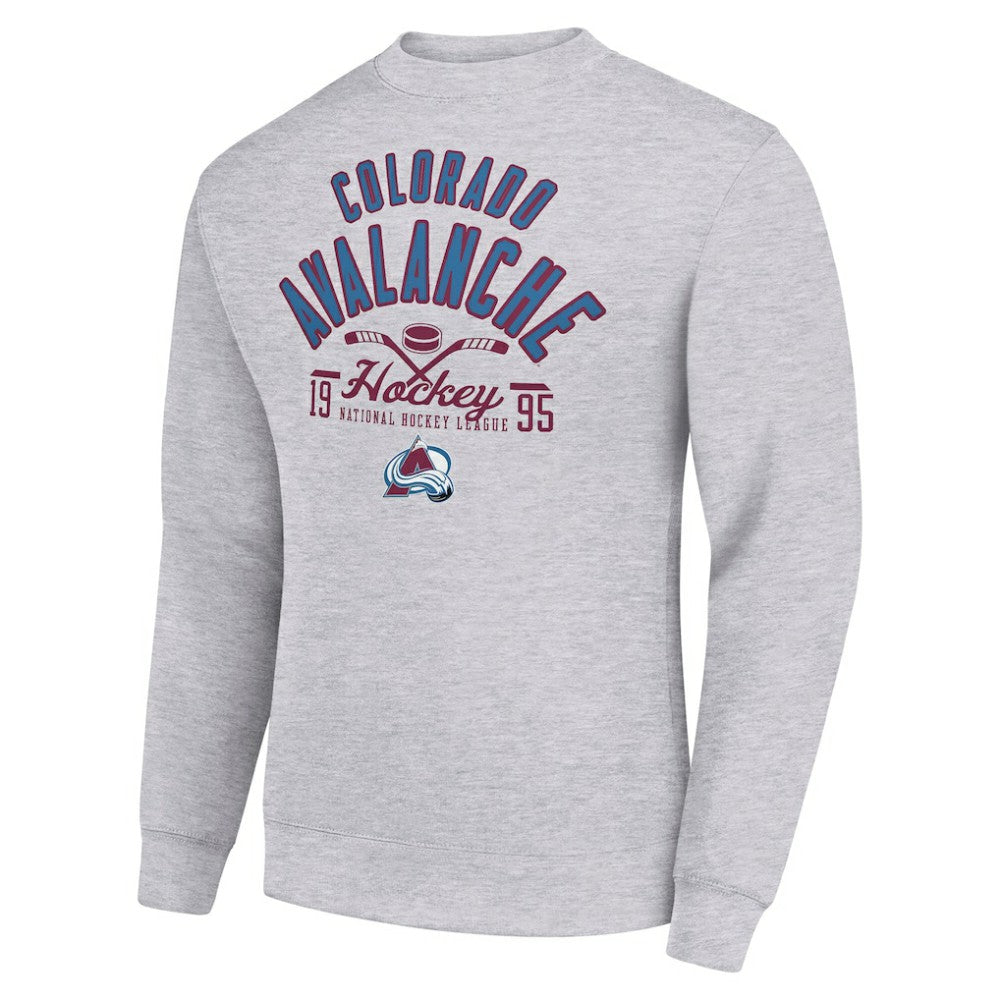 Colorado Avalanche Starter Stick And Puck Logo Fleece Pullover Sweatshirt - Heather Gray - NHL