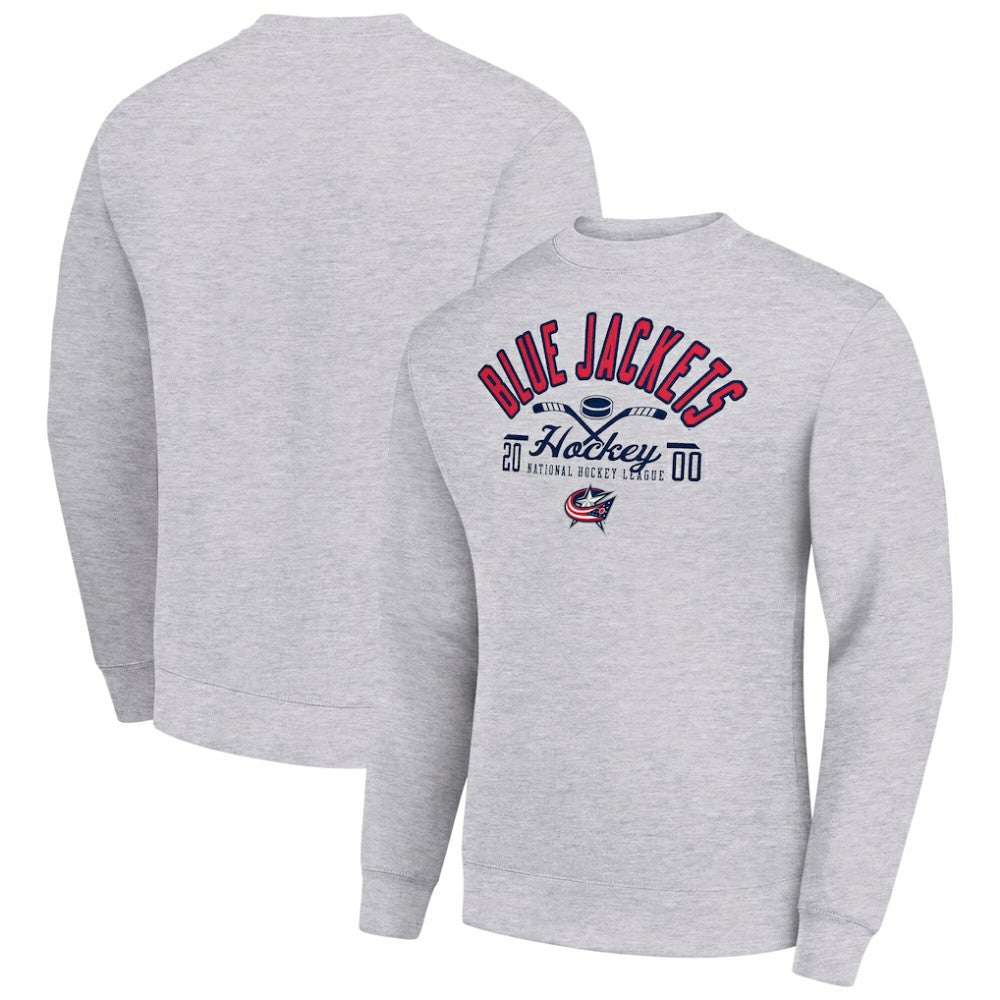 Columbus Blue Jackets Starter Stick And Puck Logo Fleece Pullover Sweatshirt - Heather Gray - NHL