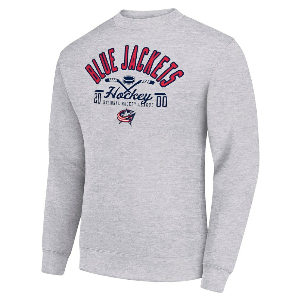Columbus Blue Jackets Starter Stick And Puck Logo Fleece Pullover Sweatshirt - Heather Gray - NHL