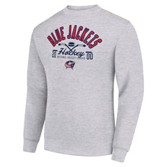 Columbus Blue Jackets Starter Stick And Puck Logo Fleece Pullover Sweatshirt - Heather Gray - NHL