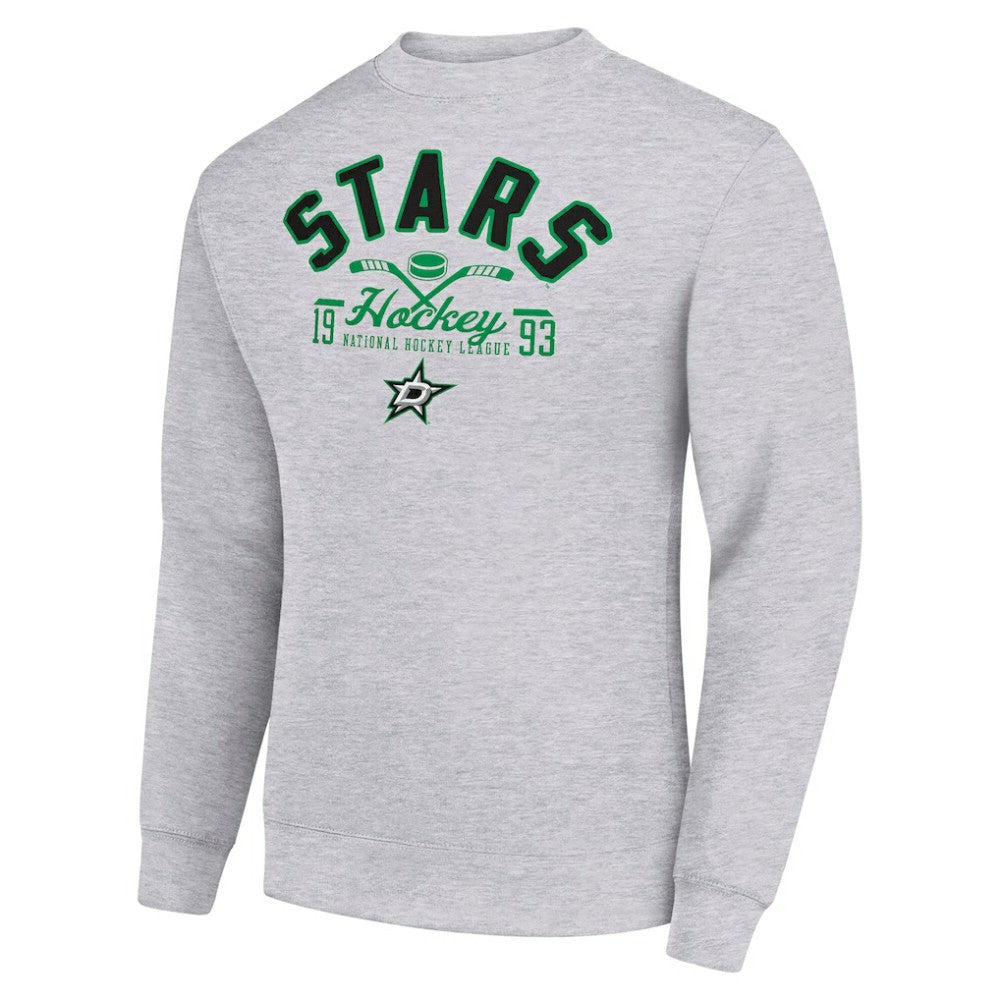 Dallas Stars Starter Stick And Puck Logo Fleece Pullover Sweatshirt - Heather Gray - NHL