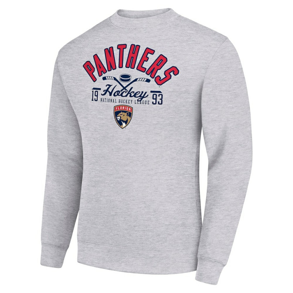 Florida Panthers Starter Stick And Puck Logo Fleece Pullover Sweatshirt - Heather Gray - NHL